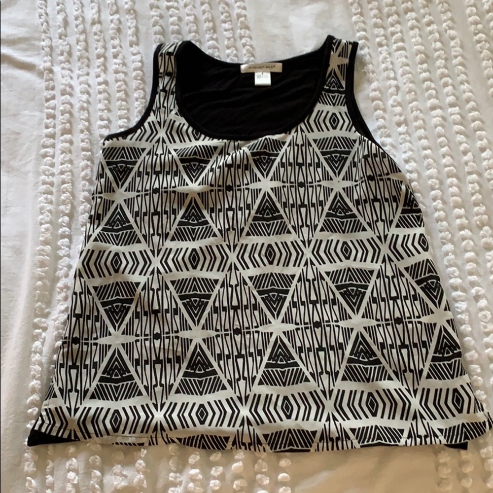 August Silk black/white geometric tank